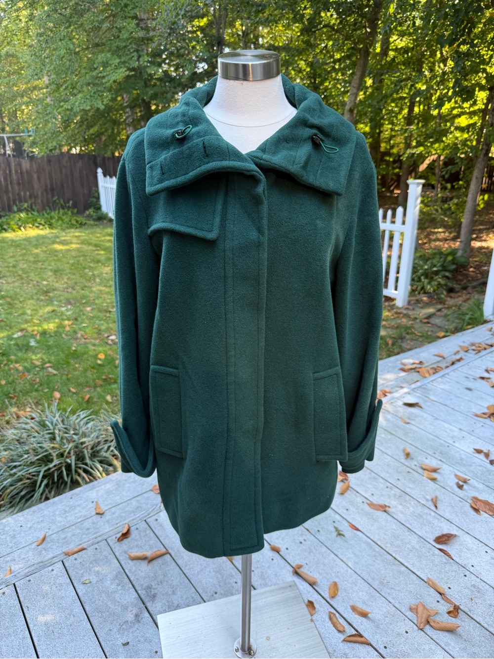 Akris Forest Green Wool Angora Blend Winter Jacket Coat US 12 / EU 42 / F 44
